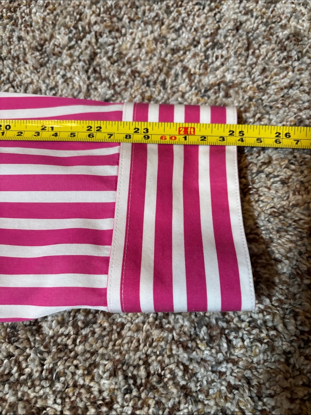 66. Foxcroft Women's Pink and White Striped Fitted Button Down Shirt - Picture 8 of 8